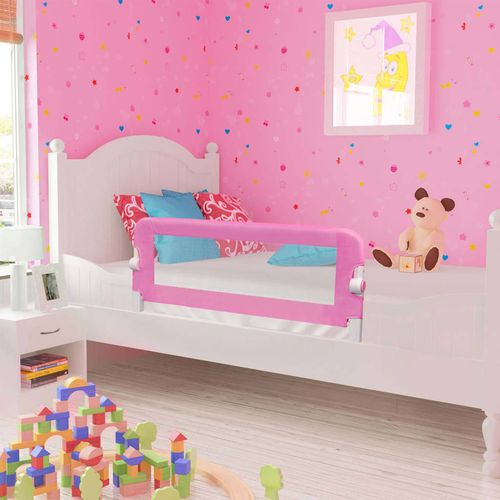 Sigurnosna ograda za dječji krevet ružičasta 120x42 cm poliester slika 1