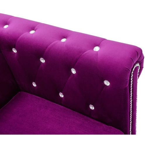 Trosjed Chesterfield s baršunastom presvlakom 199 x 75 x 72 cm ljubičasti slika 49