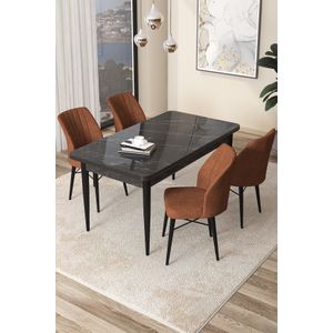Arp - Crni Mramor, Set Trpezarijskog Stola i Stolica (5 Komada)