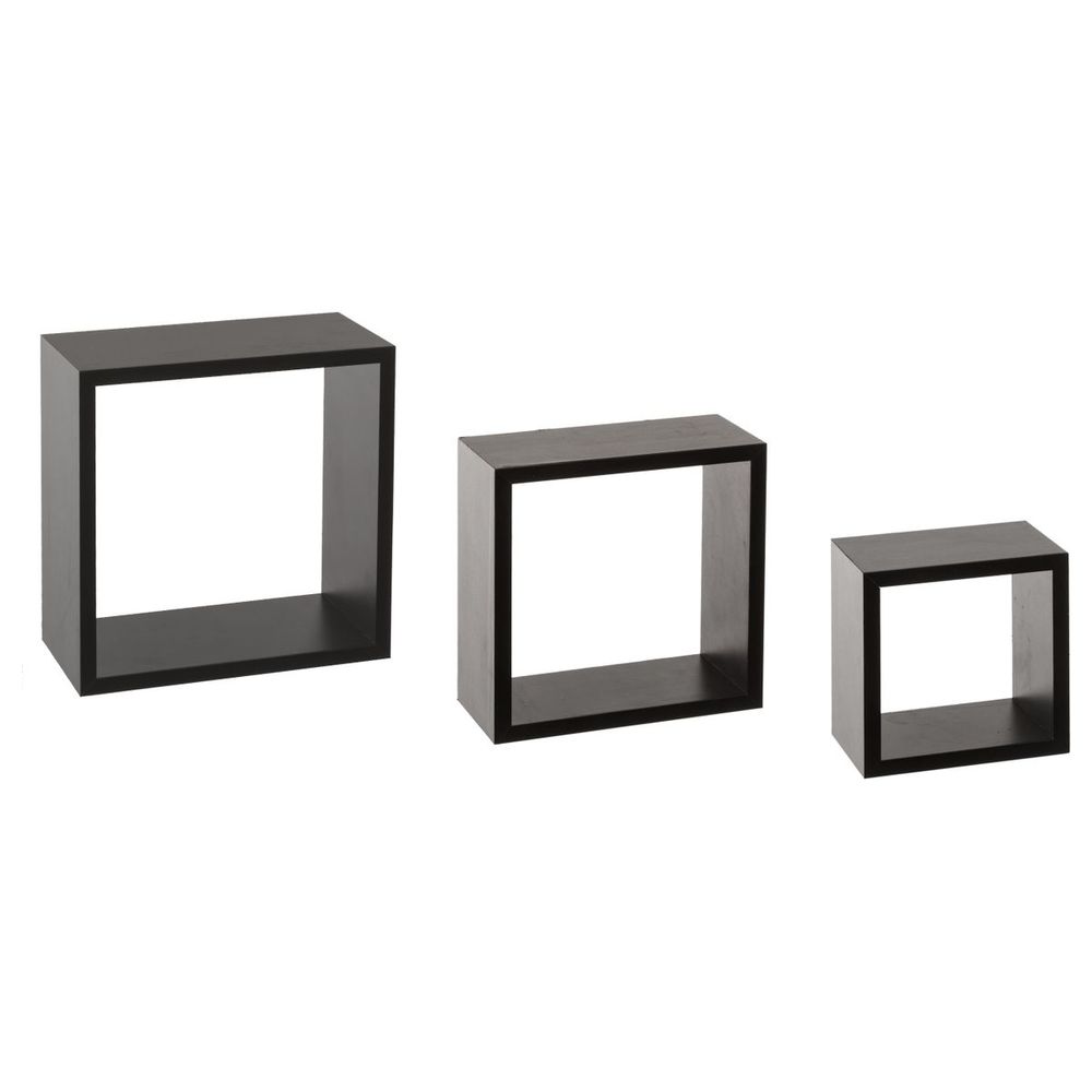 Five fixy set polica zidna 3kom kocka mdf crna s slika 1