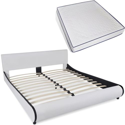 Krevet od umjetne kože s madracem od memorijske pjene bijeli slika 44