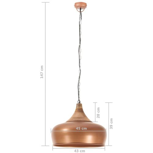 Industrijska viseća svjetiljka bakrena željezo i drvo 45 cm E27 slika 9