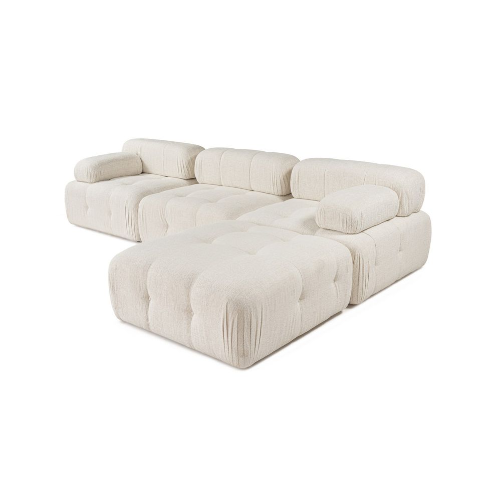 Doblo 3 Sjedala sa Pouffom (L1-O1-1R-Pouffe) - Krem Kutić Sofa slika 8