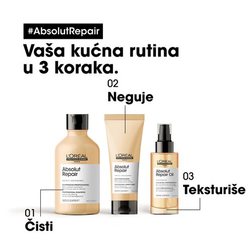 Loreal Professionnel Paris Absolut Repair 10 u 1 profesionalno višenamensko ulje bez ispiranja za normalnu do osetljivu kosu 90ml slika 5