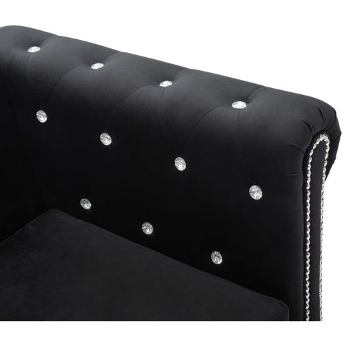 Chesterfield sofa za dvoje s baršunastom presvlakom 146 x 75 x 72 cm crna slika 47