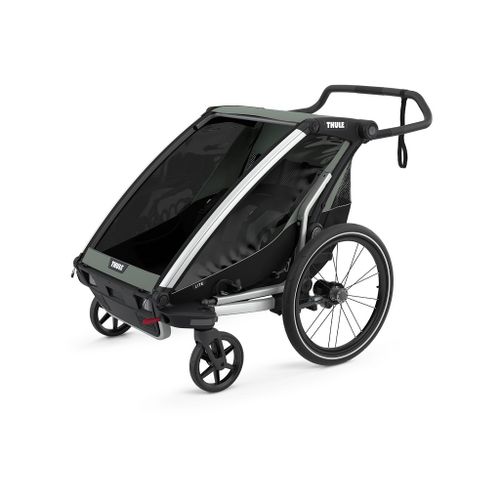 Thule Chariot Lite 2 zeleno (agava)/crna sportska dječja kolica i prikolica za bicikl za dvoje djece (4u1) slika 3