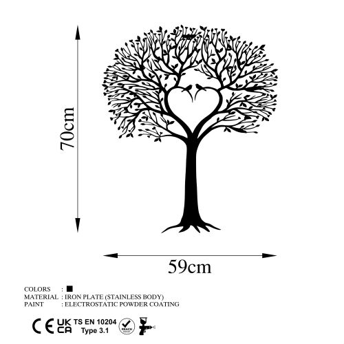 Wallity Metalna zidna dekoracija, Love Tree slika 5