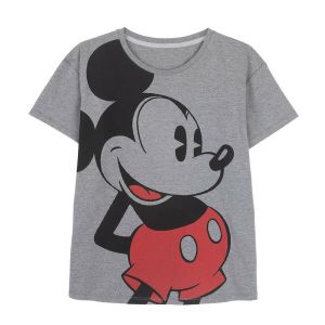 Ženska Majica Kratkih Rukava Mickey Mouse - Siva Tamno Siva