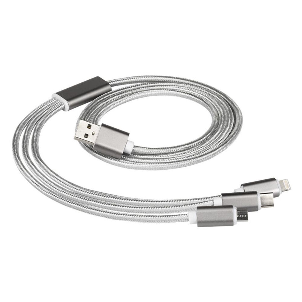 FLET,USB kabal za punjenje 3 u1,srebrni slika 1