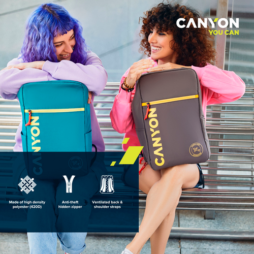 CANYON cabin size backpack for 15.6" laptop, polyester ,dark green slika 10