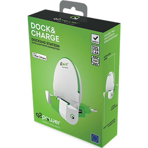 q2power Docking station sa Lightning konektorom - DOCK&amp;CHARGE L EURO slika 2