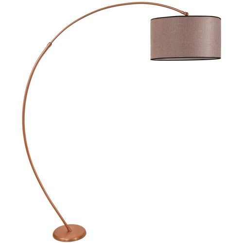 Mısra Bakır Lambader Silindir Hasır Gül Kurusu Abajurlu Dusty Rose Floor Lamp slika 1