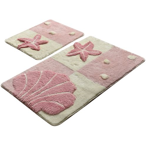 Starfish - Pink Multicolor Acrylic Bathmat Set (2 Pieces) slika 2