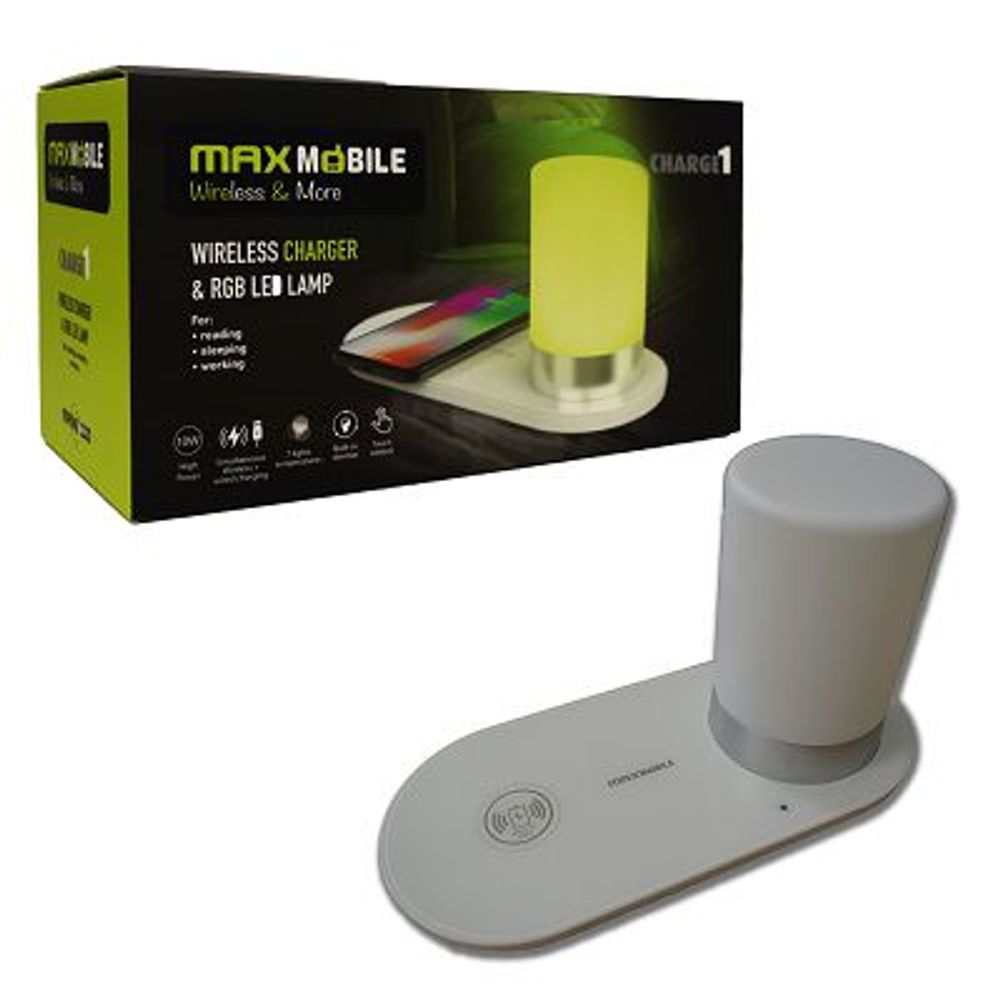 MAXMOBILE BEŽIČNI PUNJAČ/RGB LED SVJETILJKA S2 QC QUICK CHARGE 10W bijeli slika 1