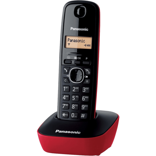 Panasonic telefon bežični, LED display, crno/crveni, KX-TG1611FXR slika 1