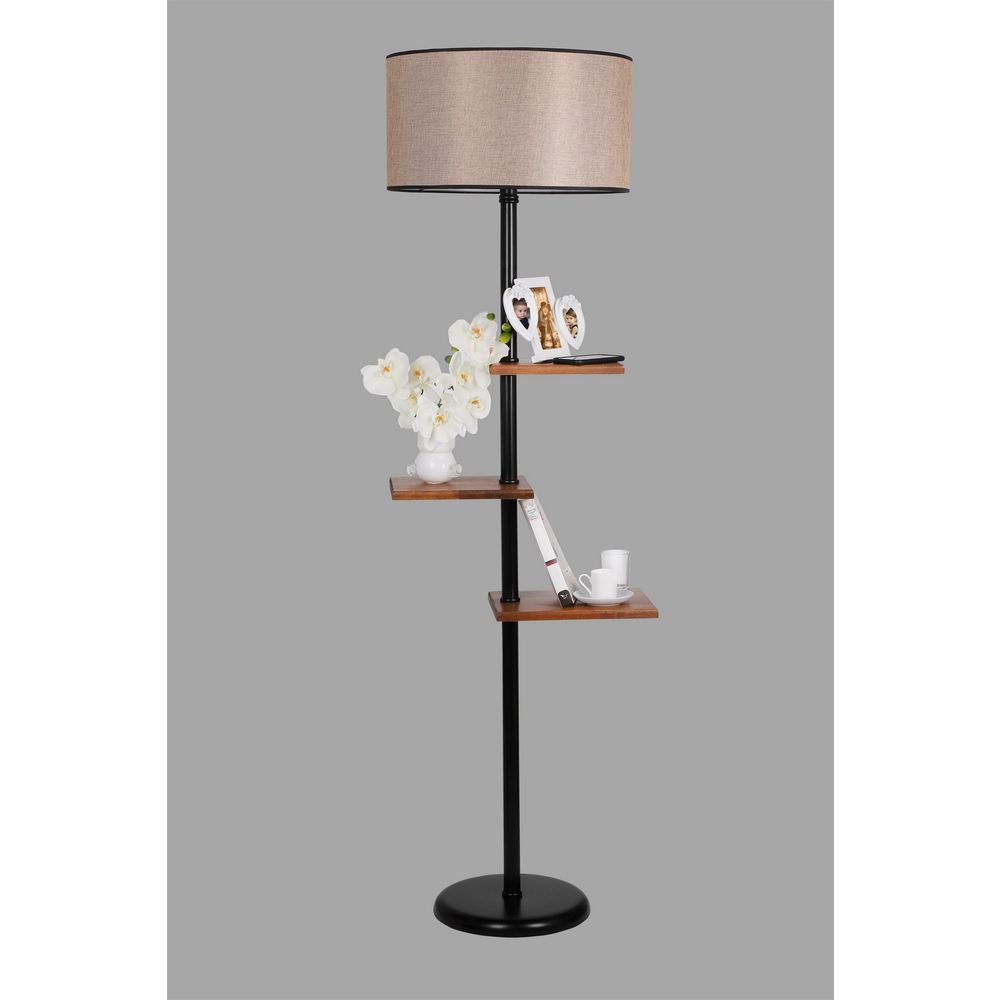 Moda Lambader Siyah Silindir Koyu Hasır Abajurlu Black Floor Lamp slika 2