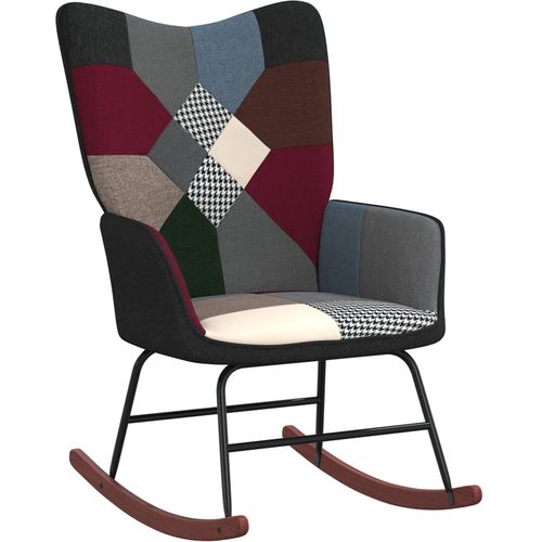 Stolica za ljuljanje s osloncem za noge patchwork od tkanine slika 5
