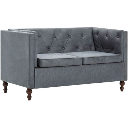 2-dijelni set sofa Chesterfield s presvlakom od tkanine sivi slika 6