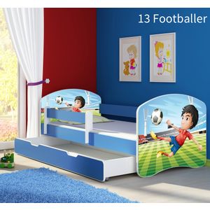 Dječji krevet ACMA s motivom, bočna plava + ladica 140x70 cm - 13 Footballer
