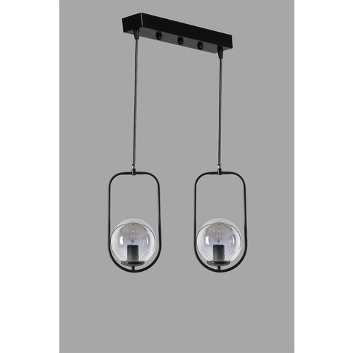 Ahu 2 Li Sıralı Füme Camlı Siyah Sarkıt Black Chandelier slika 3