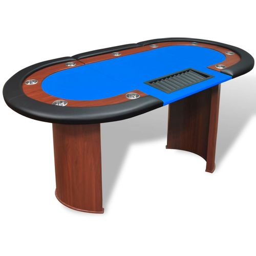 Stol za Poker za 10 Igrača s Prostorom za Djelitelja i Držačem Žetona Plavi slika 42