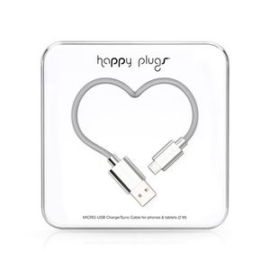 Happy Plugs, Micro Usb kabel 2.0m, Silver