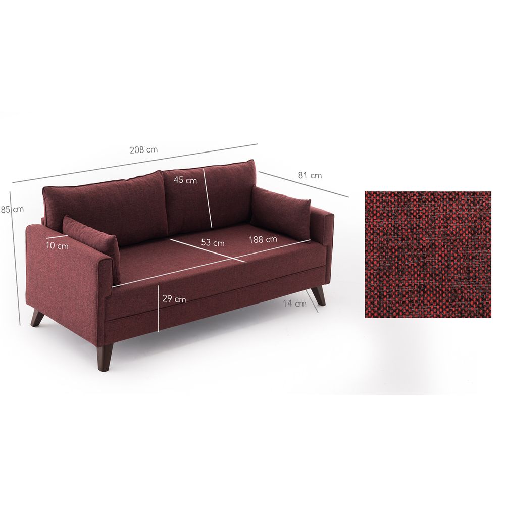 Bella Sofa Bed - Soferica na Razvlačenje u Boji Kamen Crvene slika 7