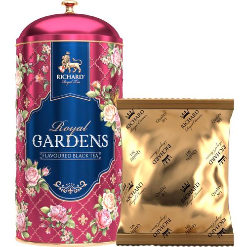 RICHARD Tea Royal Gardens - Crni čaj sa aromom pitaje i laticama cvećau metalnoj kutiji, rinfuz 80g RED 101837 slika 2