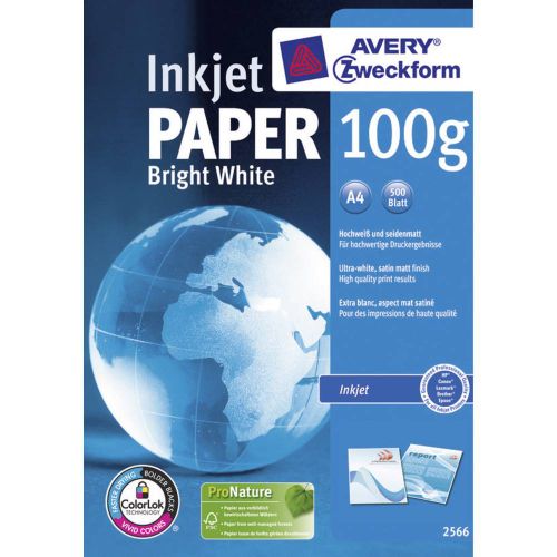 Avery-Zweckform Inkjet Paper Bright White 2566  papir za inkjet printer DIN A4 100 g/m² 500 list jarko-bijela slika 1