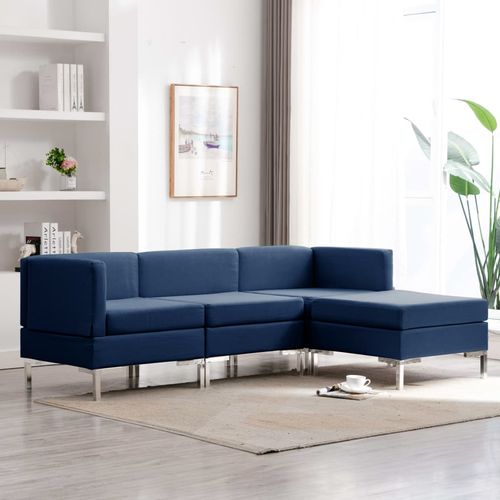 4-dijelni set sofa od tkanine plavi slika 1