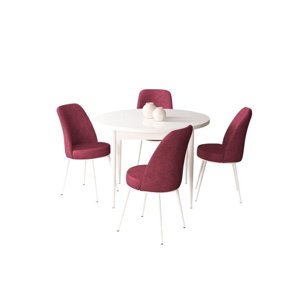 Burgundski Set Trpezarijskog Stola i Stolica (5 Komada) slika 2
