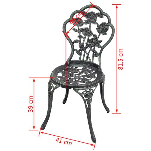 Bistro stolice 2 kom lijevani aluminijum zeleni slika 12