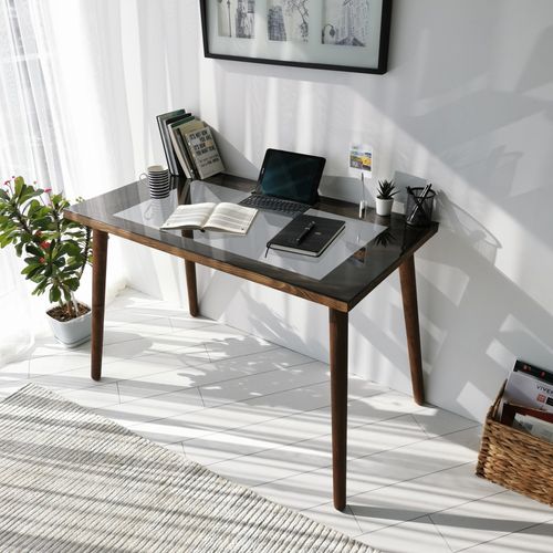 Cozy Çalışma Masası Ahşap Temperli Cam Walnut Study Desk slika 3