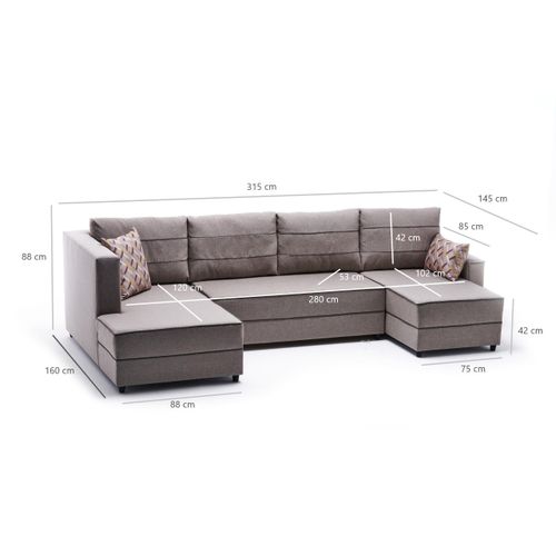 Atelier Del Sofa Kutna garnitura na razvlačenje, Krem, Ece Panoramik - Cream slika 9