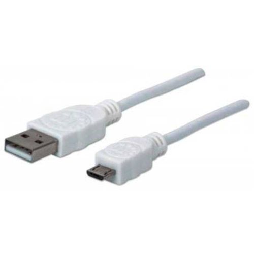Manhattan USB kabel USB 2.0 USB-A utikač, USB-Micro-B utikač 1.80 m bijela UL certificiran 324069 slika 2