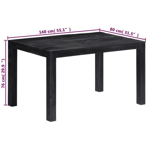 Blagovaonski stol crni 140 x 80 x 76 cm od masivnog drva manga slika 42
