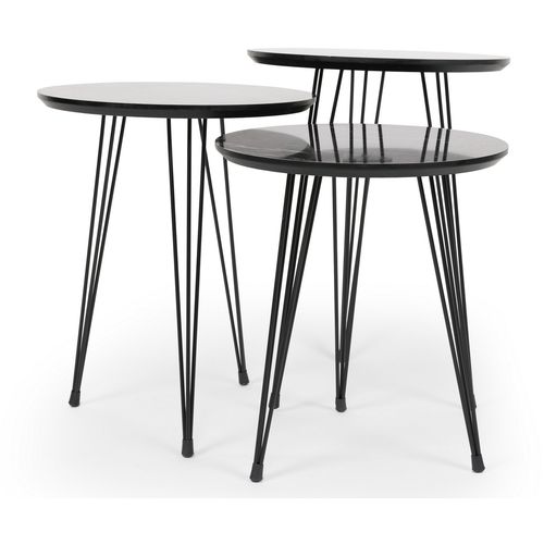 Siyah Mermer Desenli 3'Lü Tel Ayaklı Yuvarlak Zigon Sehpa Grey
Black Nesting Table (3 Pieces) slika 4