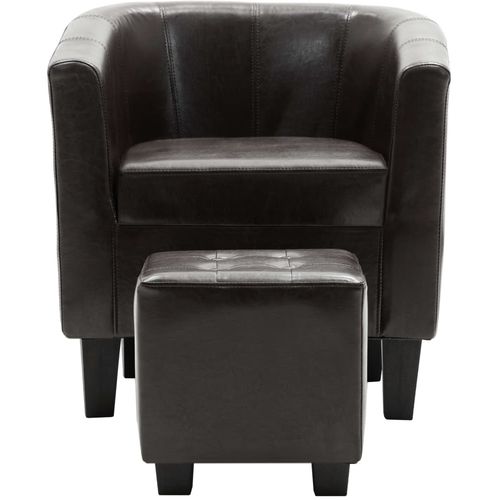Fotelja od umjetne kože s osloncem za noge tamnosmeđa slika 11