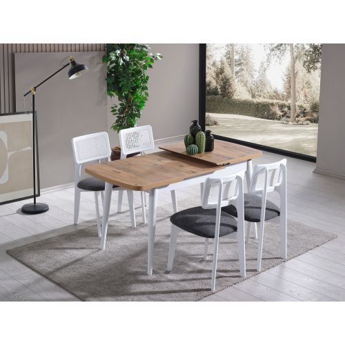 Milla - White, Natural White
Natural Extendable Dining Table & Chairs Set (4 Pieces) slika 4