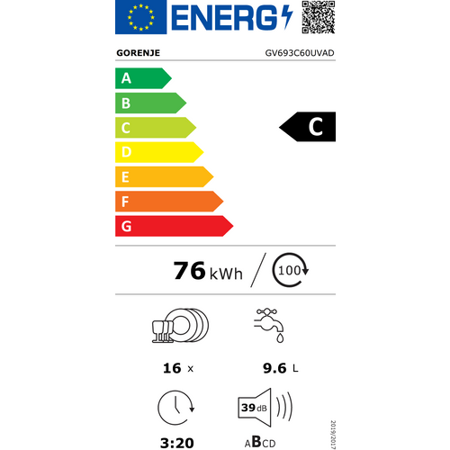 Gorenje GV693C60UVAD Ugradna mašina za pranje sudova, Inverter PowerDrive, 16 kompleta slika 20