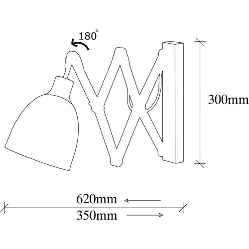 Opviq Zidna lampa STRECH 15 x ( 35 -62) cm, podesiva, E27 40 W, Sivani - MR - 725 slika 6