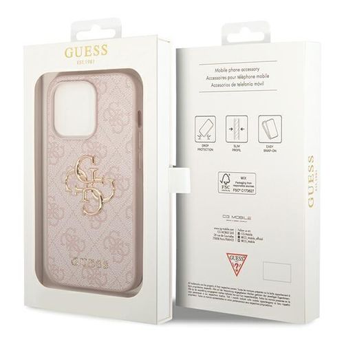 GUESS maska za iPhone 15 Pro Max LEATHER 4G METAL LOGO PINK slika 6