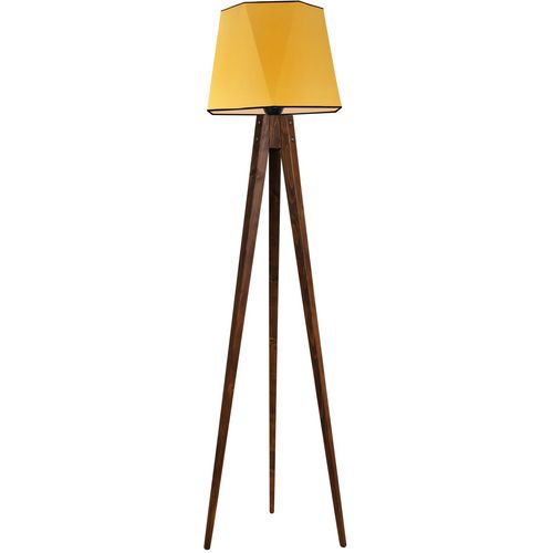 Tripod lambader ceviz altıgen hardal abajurlu Mustard Floor Lamp slika 2