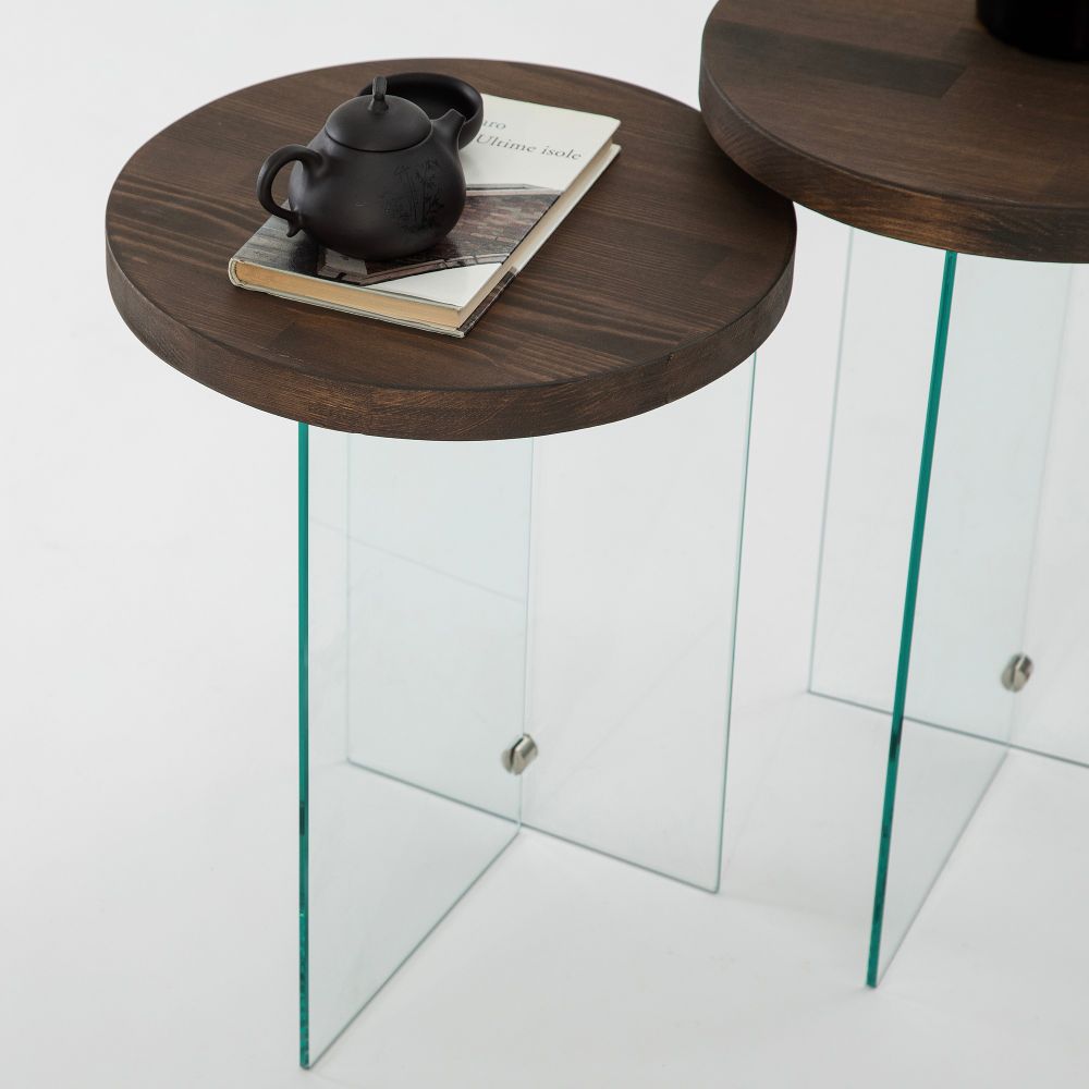 Set stolića za kafu Serenity 2 - Transparentni, Orah slika 3