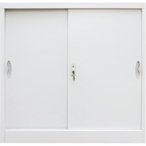 Uredski ormarić s kliznim vratima od metala 90 x 40 x 90 cm sivi slika 44
