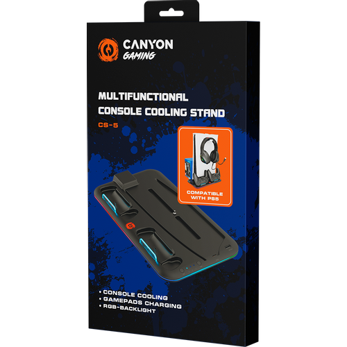 CANYON CS-5, PS5 Charger stand, with RGB light, 315*185*28mm, with 23CM+0.5cm cable, 475±10g, Black slika 4