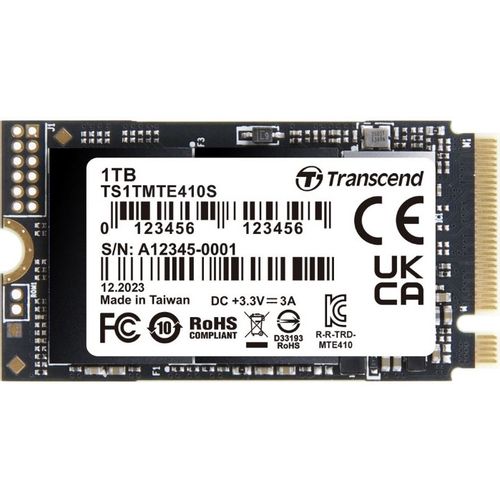 Transcend TS1TMTE410S 1TB, M.2 2242, PCIe Gen4x4, NVMe, 3D TLC, DRAM-less, Read up to 5000 MB/s, Write up to 3500 MB/s, Single-sided slika 1