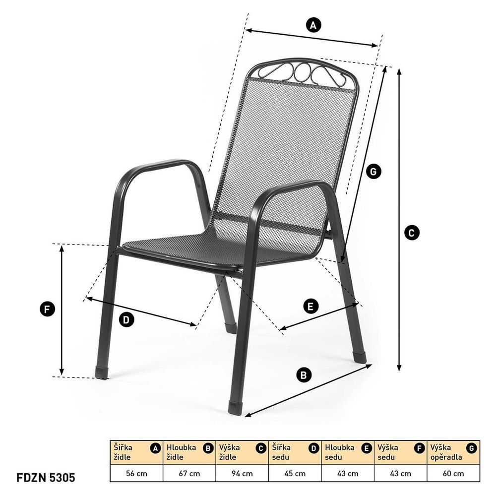 Gardino Stolica metalna 71x56x98.5 cm FLORIDA slika 5