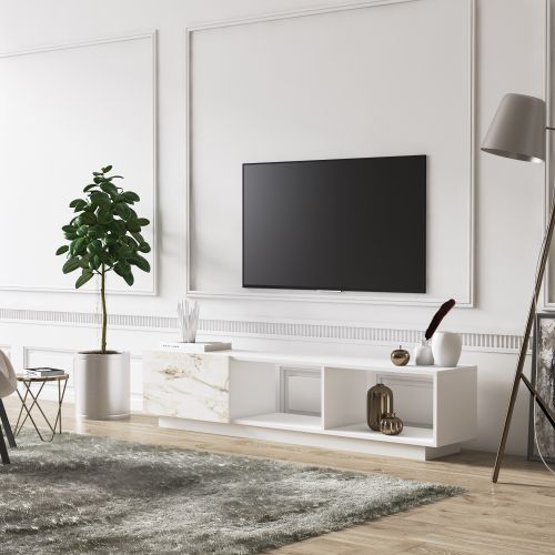 TV Komoda Hanah Home Lepando - Mermerno Bela slika 2