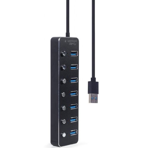 UHB-U3P7P-01 Gembird 7-port USB 3.1 (Gen 1) hub with switches, black slika 2